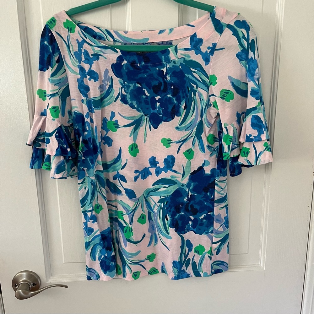 Lilly Pulitzer Ruffle Sleeve Top in Sweet Pea